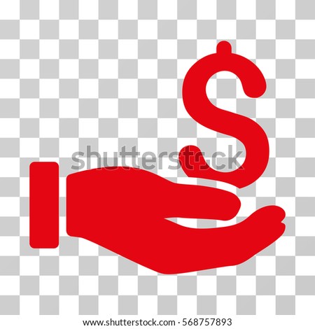 Earnings Hand icon. Vector illustration style is flat iconic symbol, red color, transparent background. Designed for web and software interfaces.