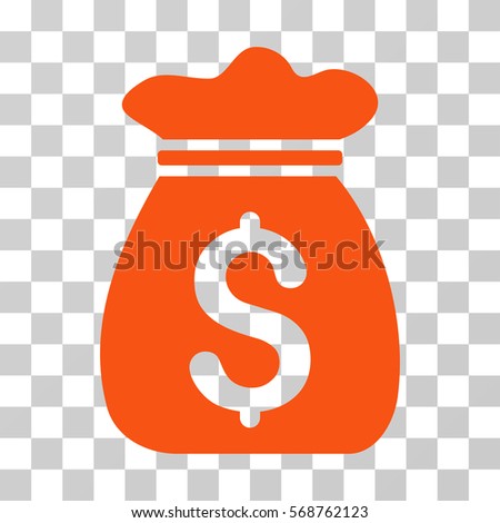 Money Bag icon. Vector illustration style is flat iconic symbol, orange color, transparent background. Designed for web and software interfaces.