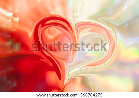 Digital blurred background with hearts pictured with spread liquify flow
