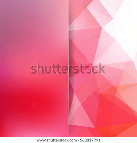 Abstract geometric style red background.  Pink business background  Blur background with glass. Vector illustration