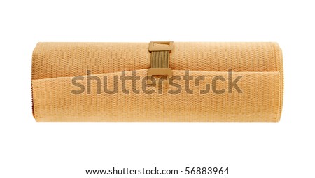 medical bandage with pin on a white background