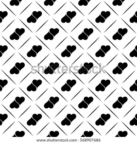 Heart black seamless pattern. Fashion graphic background design. Abstract texture. Monochrome template for prints, textiles, wrapping, wallpaper, website etc. illustration