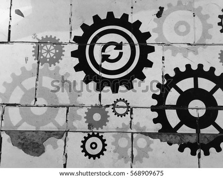 Gear wheels with crack background, wallpaper