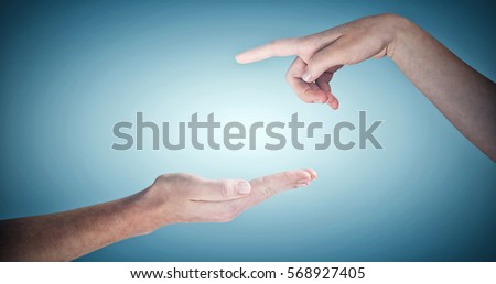Cropped image of woman hand against grey vignette