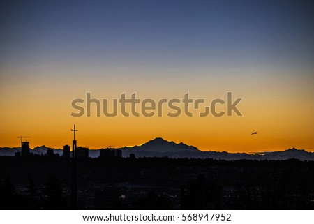 View of mount baker during the sunrise Vancouver New Westminster