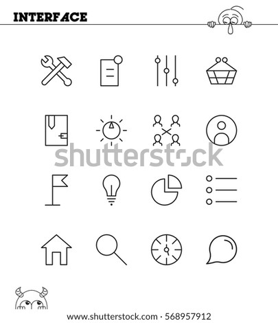 Interface flat icon set. Collection of high quality outline symbols for web design, mobile app. Interface vector thin line icons or logo.