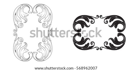 Baroque vector set of vintage elements for design. Decorative design element filigree calligraphy vector. You can use for wedding decoration of greeting card and laser cutting.
