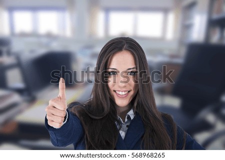 woman of business modern with the signal of okay
