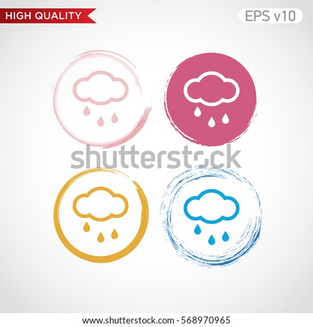 Colored icon or button of rain or weather symbol with background