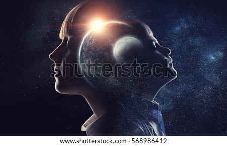 Just imagine how big this world . Mixed media Royalty-Free Stock Photo #568986412