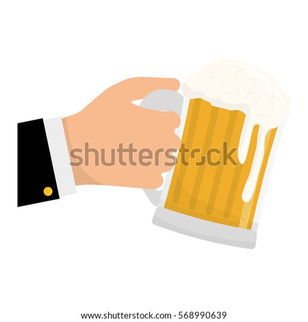 glass of beer in the hand icon design, vector illustration