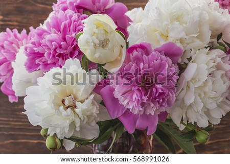 Bouquet of beautiful flowers of peonies
