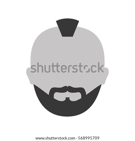 grayscale criminal man face icon, vector illustration image