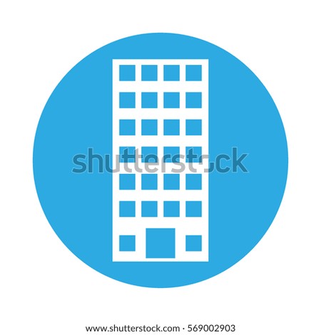 emblem city building line sticker image icon, vector illustration