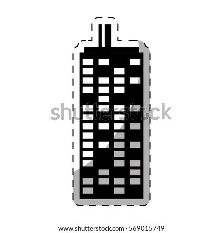 black building line sticker image icon, vector illustration