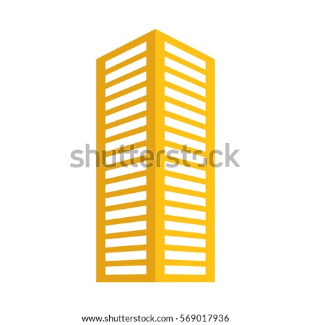yellow building line sticker image icon, vector illustration
