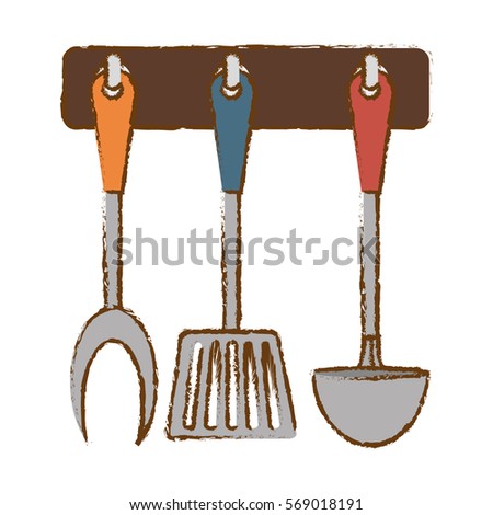 silver rack utensils kitchen icon image, vector illustration