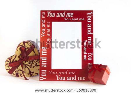 mock-up valentine's day frame for photo with gift