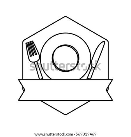 figure table with plate, fork and knife icon image design