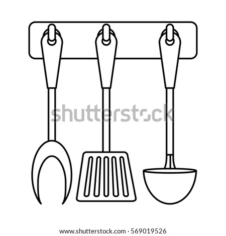 figure rack utensils kitchen icon image, vector illustration