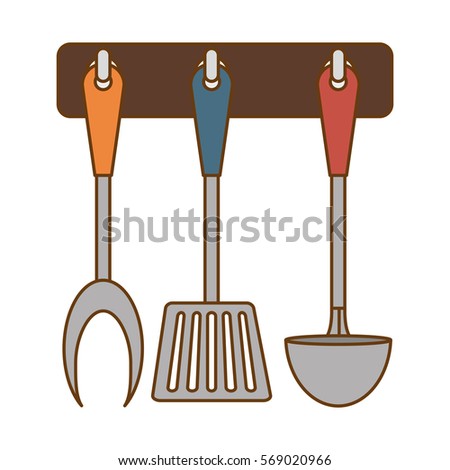 color rack utensils kitchen icon image, vector illustration