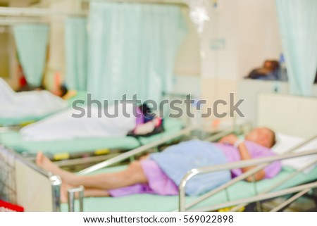 Blur of patient with treatment at ward in the hospital