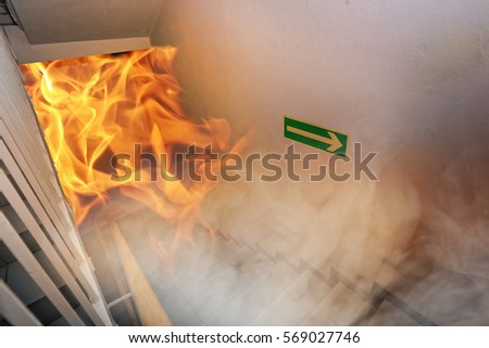 Emergency exit and big fire