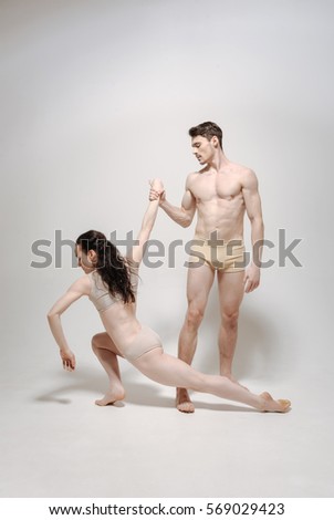Charismatic actors performing against white background