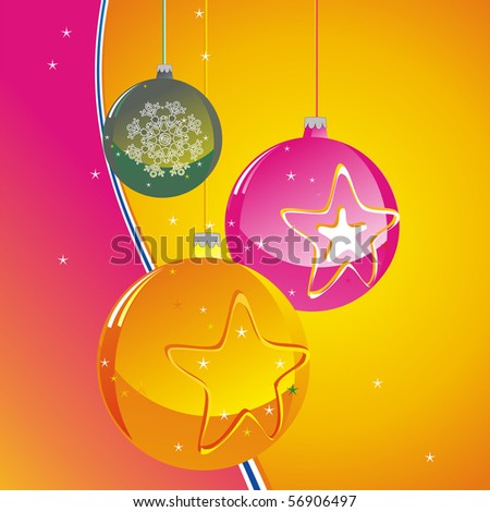 christmas ball on abstract background with snowflake 	 	 	 	 	 	 	 	 	 	