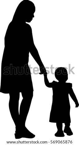 Silhouette vector of mother and daughter