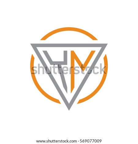 initial letter logo triangle circle grey orange