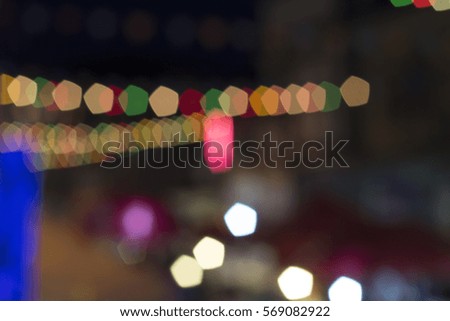 Abstract Colorful multicolored blurry in Walking street for background