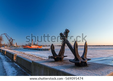 anchors at the pier of Kronstadt, Russia/ anchors at the pier