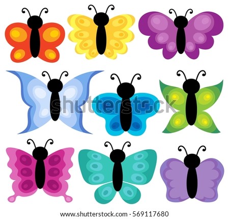 Stylized butterflies theme set 2 - eps10 vector illustration.
