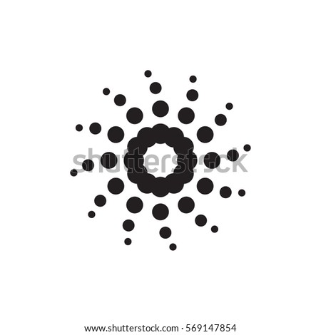 Abstract circular halftone dots form. Digital flower icon design. Dotted logo template. Vector illustration.