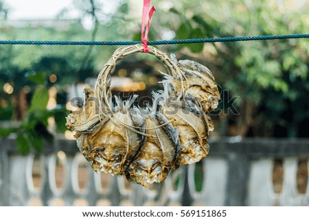 Dried fish drying rack on the market,thailand