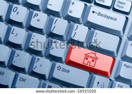  red computer  keyboard button with house icon