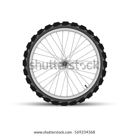 Front wheel of bike on thr white backgriund, vector