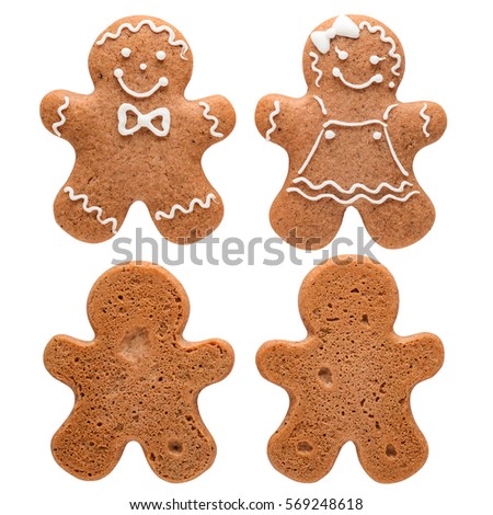 Gingerbread couple. The front and bottom sides