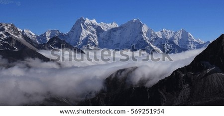 Sea of fog and mount Thamserku in Nepal