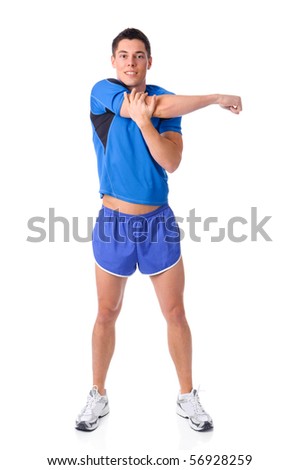 Full isolated studio picture from a young sports man