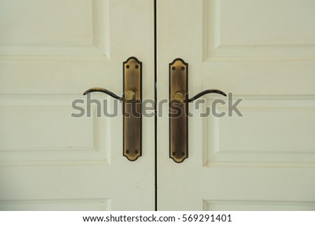 Metal handle door. Royalty-Free Stock Photo #569291401