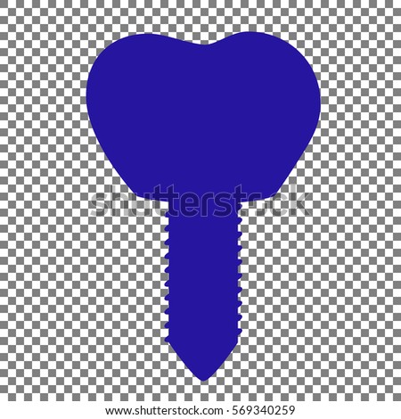 Tooth implant sign illustration. Blue icon on transparent background.