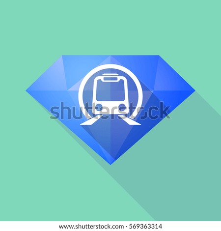Illustration of a long shadow diamond with  a subway train icon