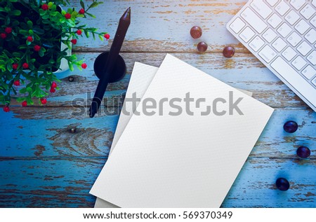 White papers with wood wall - texture or background.