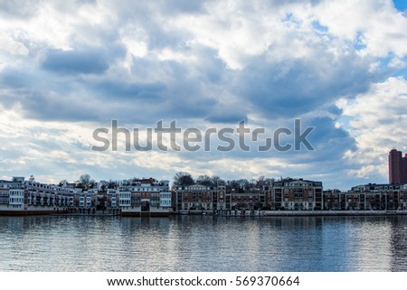 Skyline of Inner Harbor from Fells Point in Baltimore, Maryland