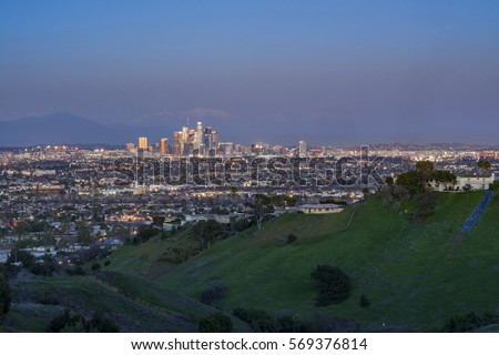 Night classical view of Los Angeles Downtown at Kenneth State Park