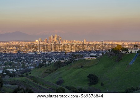 Sunset classical view of Los Angeles Downtown at Kenneth State Park