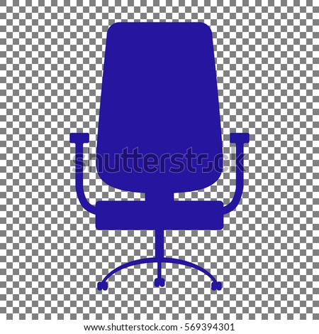 Office chair sign. Blue icon on transparent background.