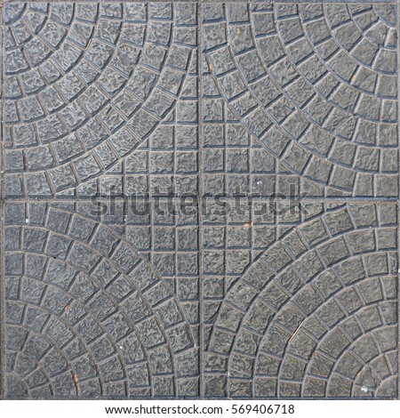 Top view of Thailand footpath tiles. - Diamond shape from rectangle small brick with round corner style